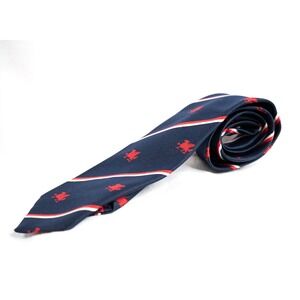 Folkespeare Navy Neck Tie Red White‎ Stripe Welsh Dragon Repp